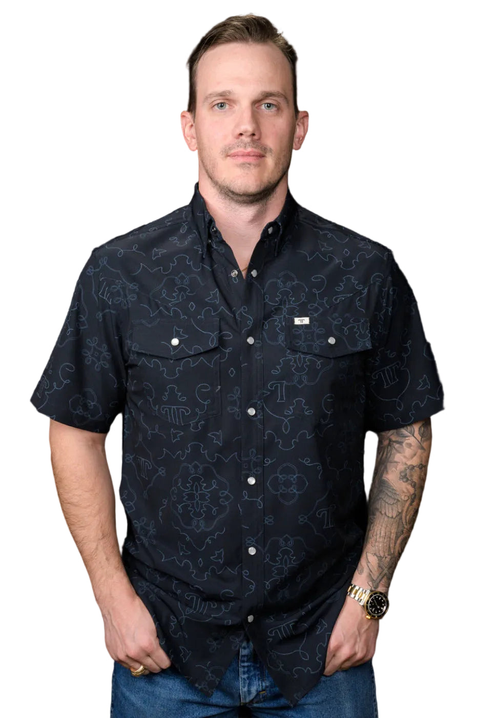 Ferrell | The Carson in Black | Short Sleeve Snap Shirt