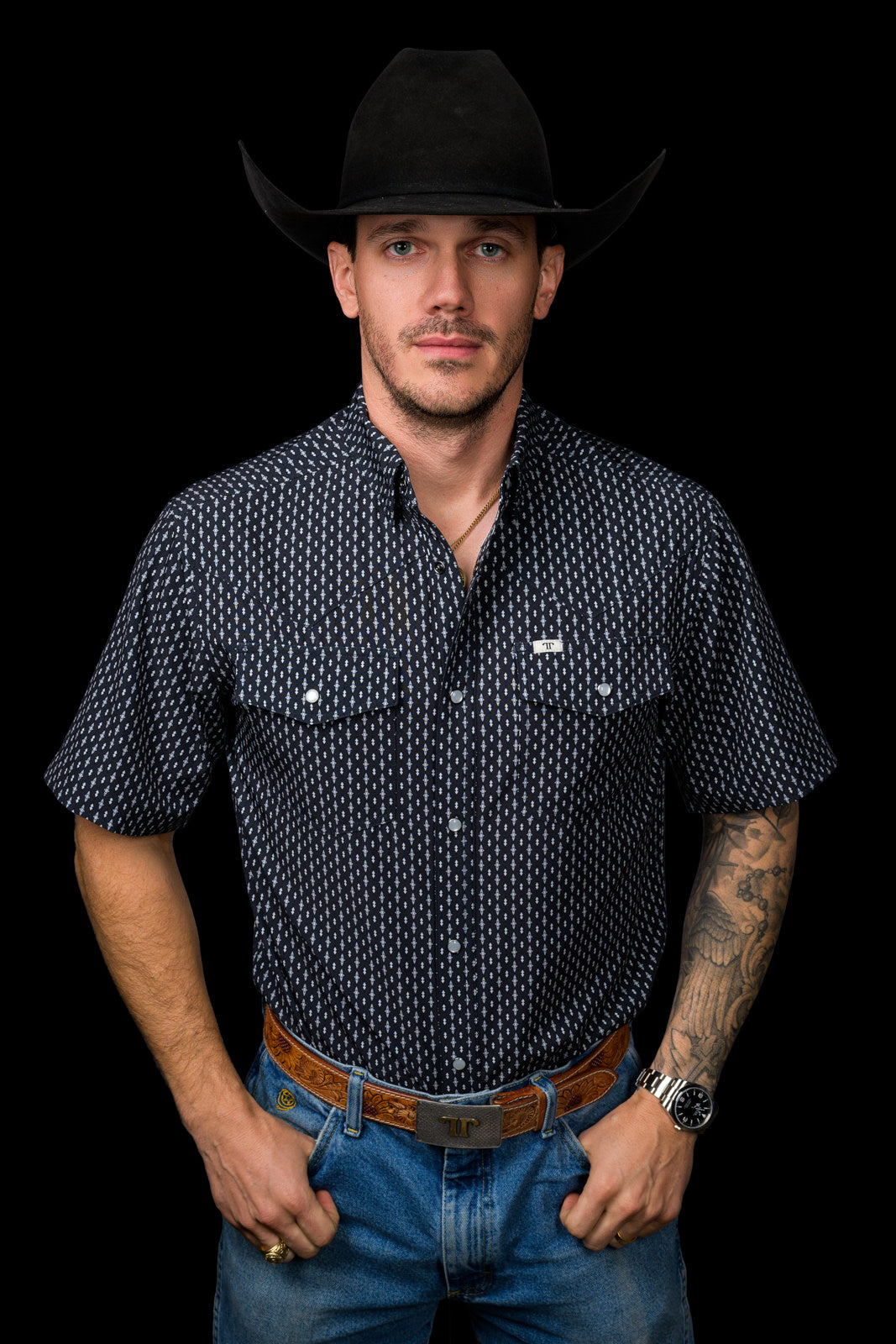 Ferrell | The Cash | Short Sleeve Snap Shirt | Black