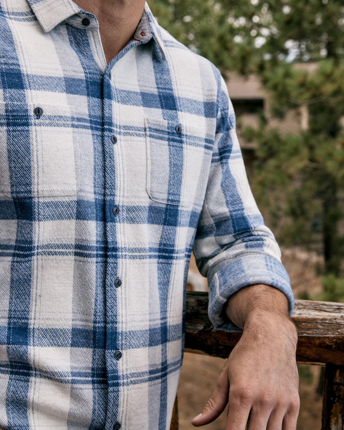 Flag & Anthem | Hero Stretch Flannel Shirt | Cream/Blue