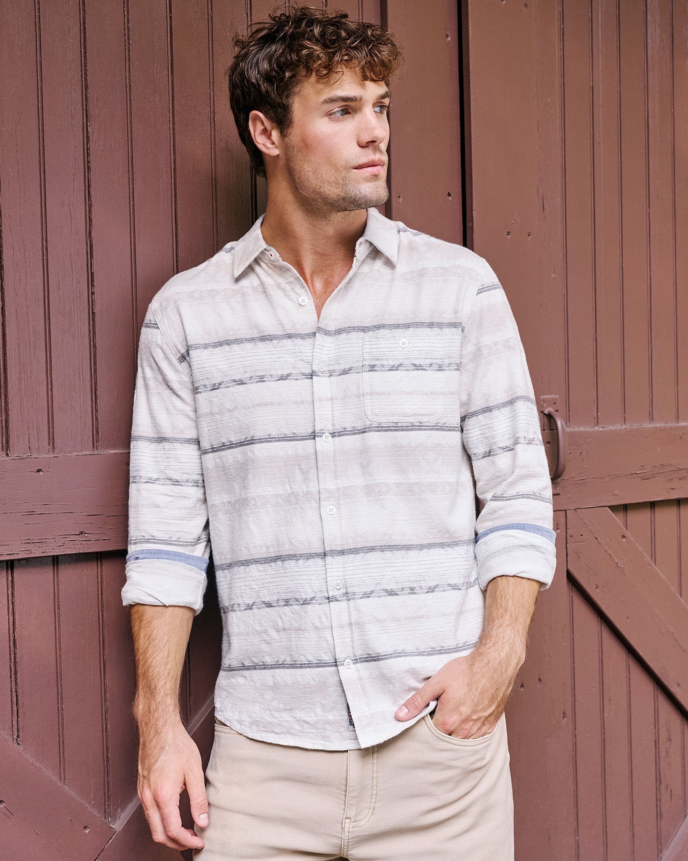 Flag and Anthem Latimer Southwest Flannel Shirt - Cream