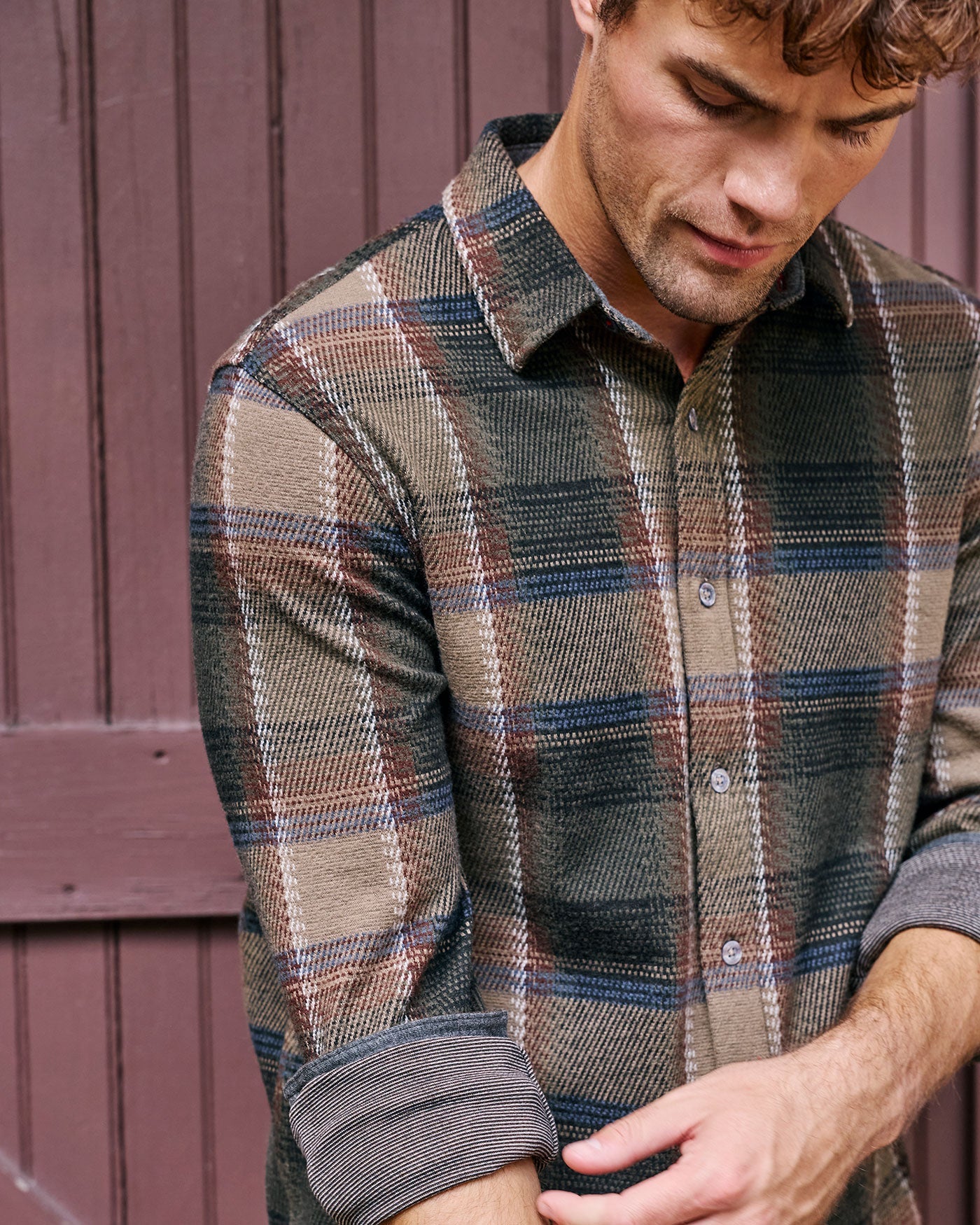Flag and Anthem Hero Stretch Flannel Shirt - Olive/Brown