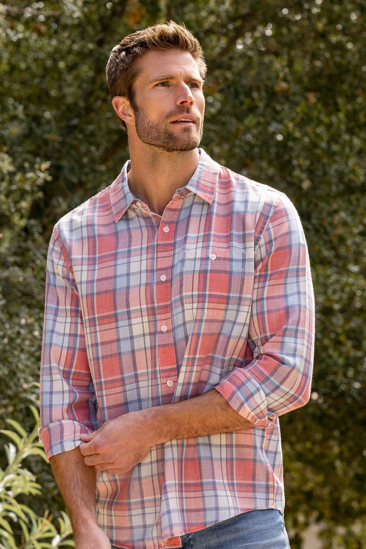 Flag and Anthem Sebring Vintage Washed Shirt - Red & Navy