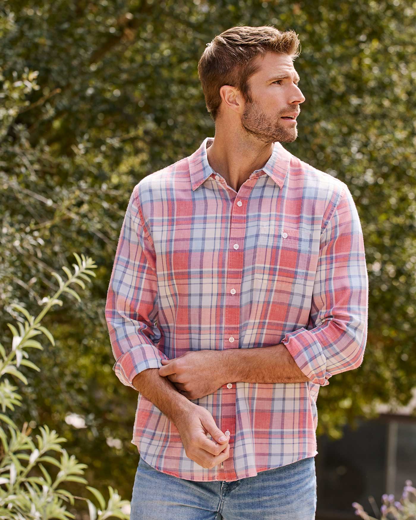 Flag and Anthem Sebring Vintage Washed Shirt - Red & Navy