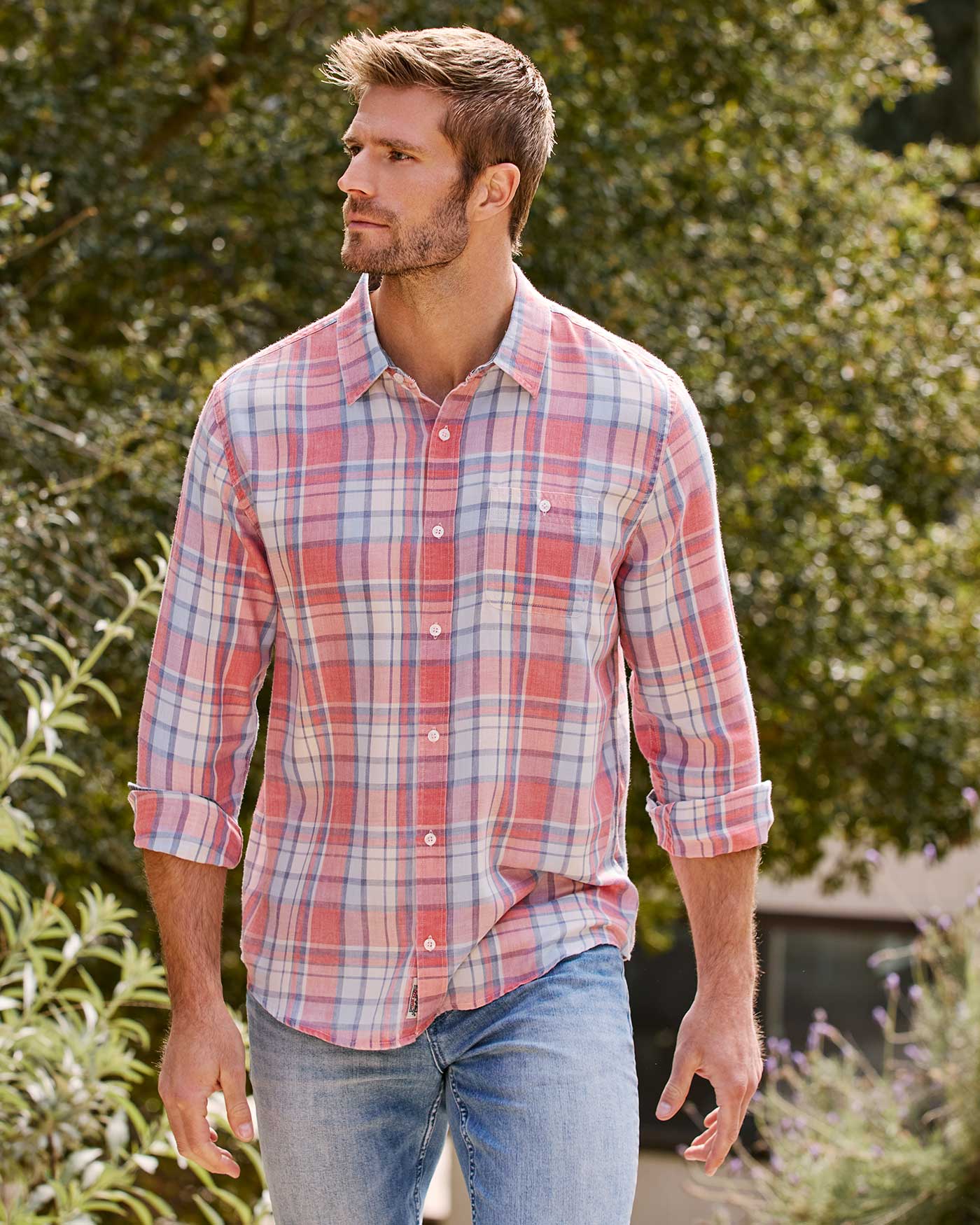 Flag and Anthem Sebring Vintage Washed Shirt - Red & Navy