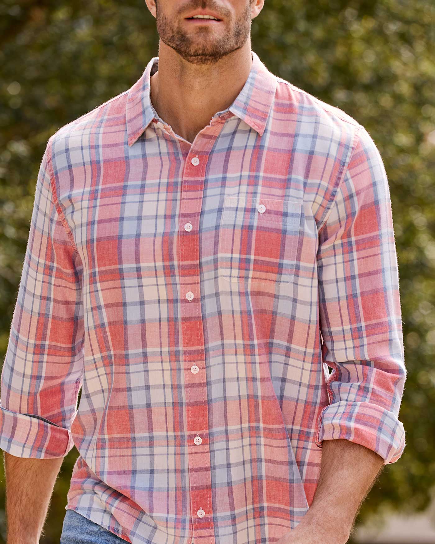 Flag and Anthem Sebring Vintage Washed Shirt - Red & Navy