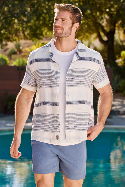 Flag and Anthem | Lakesite Linen Shirt | White/Blue/Navy