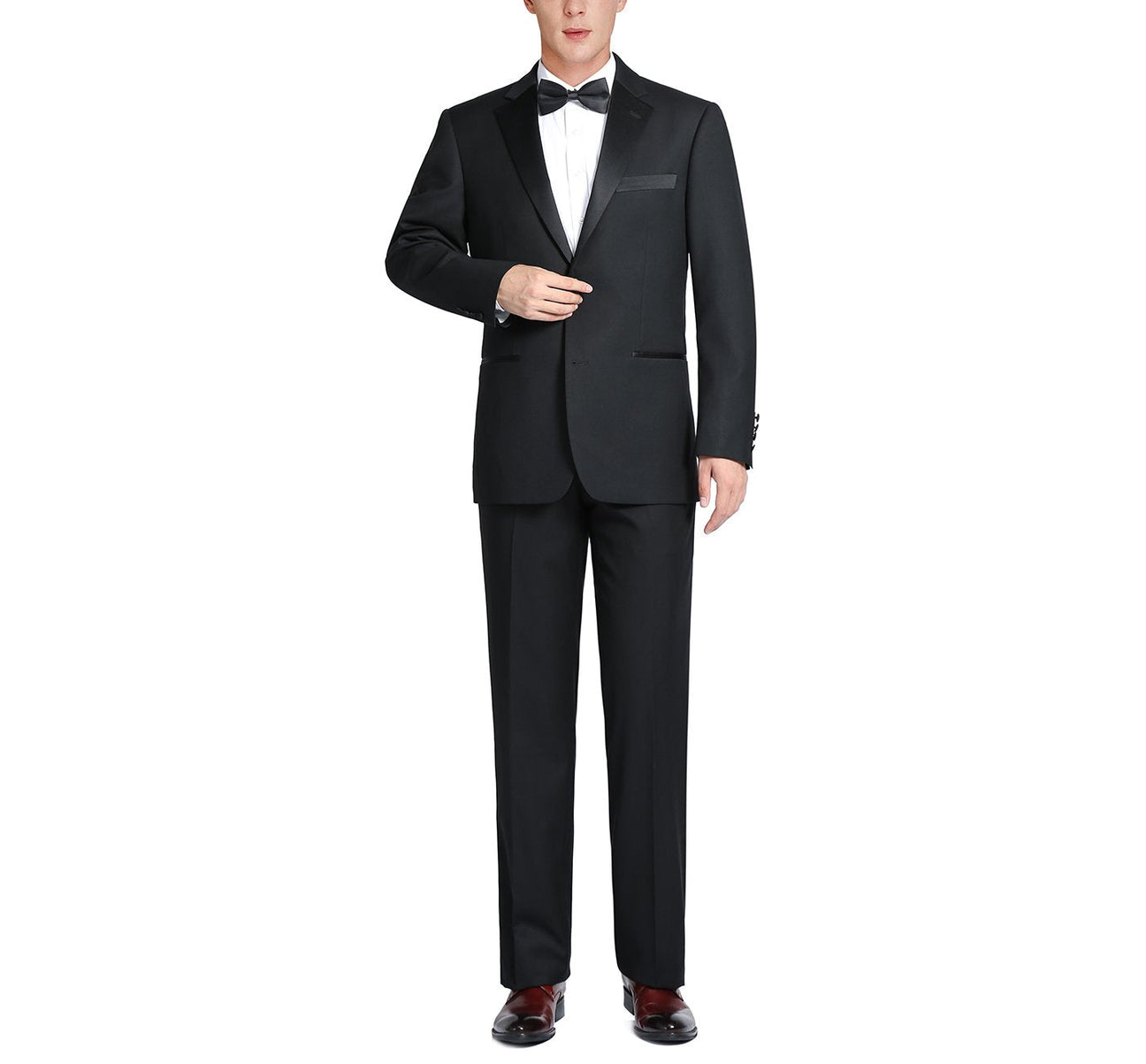 Slim Tuxedo Satin Notch Lapel & Adjustable Pant- Black 201-1