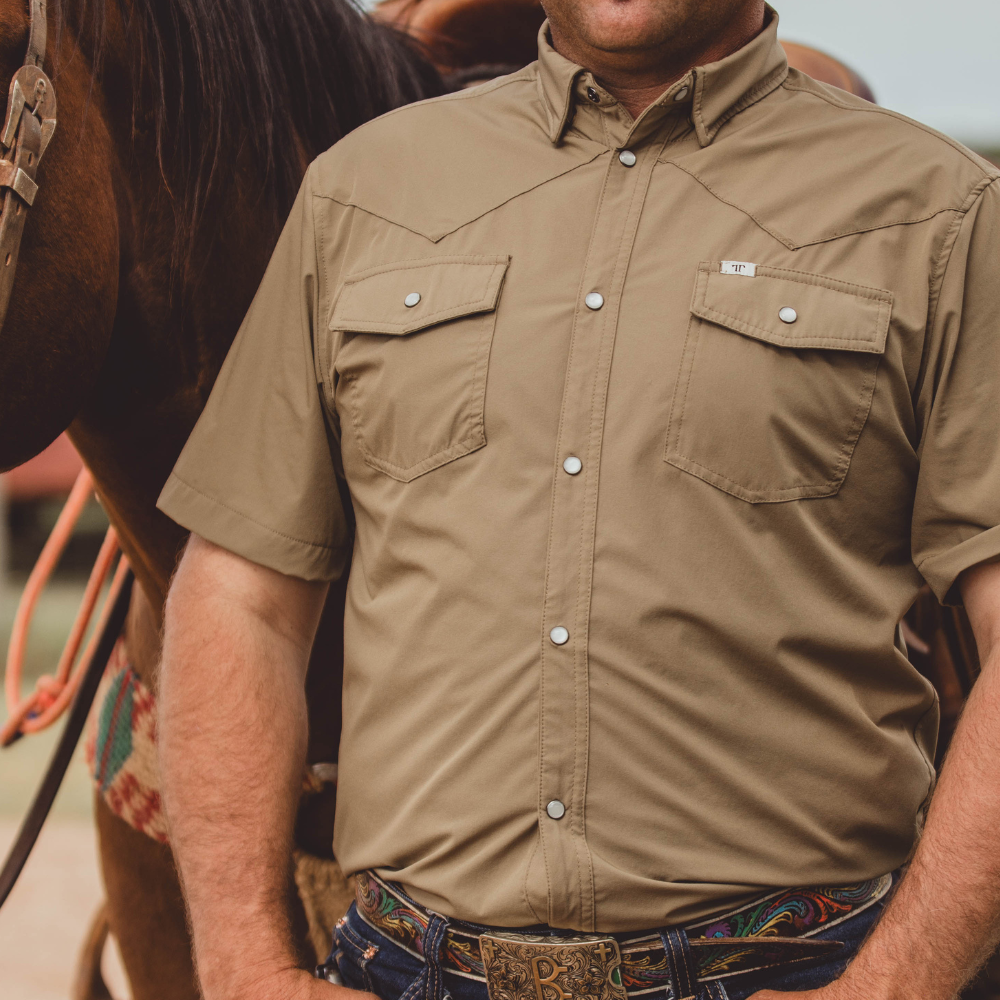 Ferrell | Khaki | Short Sleeve Snap Shirt