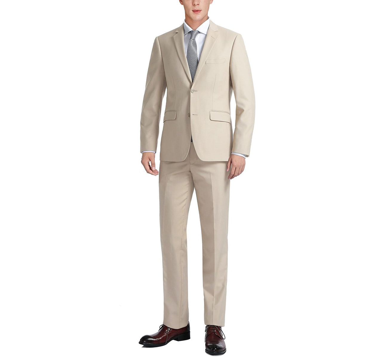 Slim Suit Notch Lapel & Flat Front Pant- Tan 201-3