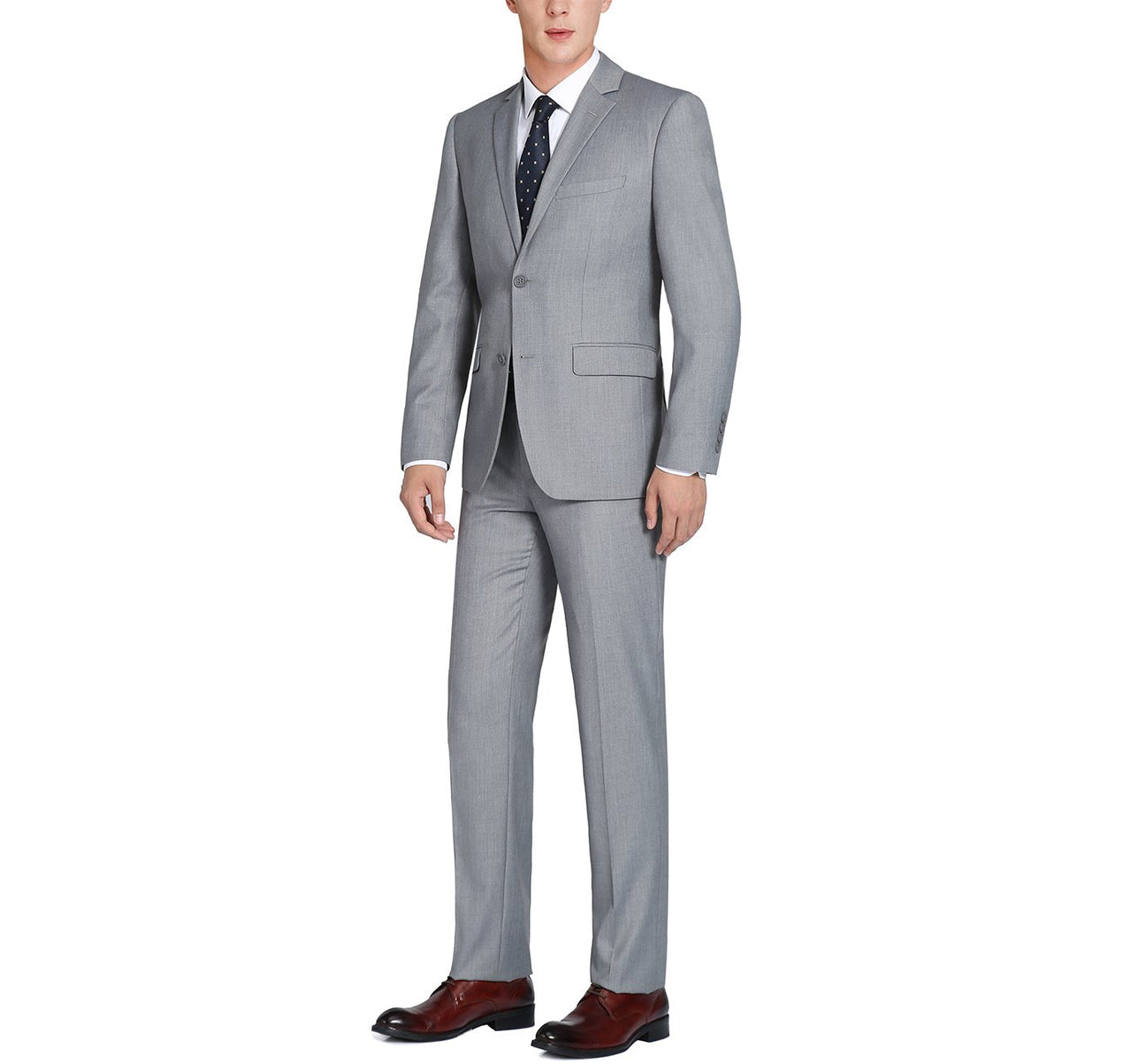 Classic Suit Notch Lapel & Flat Front Pant- Light Gray 202-2