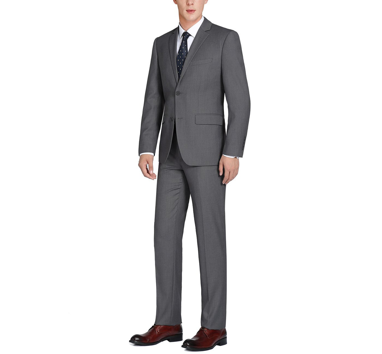 Renoir Slim Suit Notch Lapel & Flat Front Pant- Charcoal 202-1