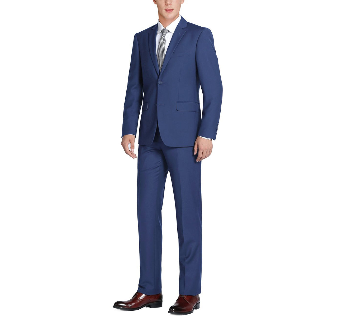 Slim Suit Notch Lapel & Flat Front Pant- Royal Blue 201-20