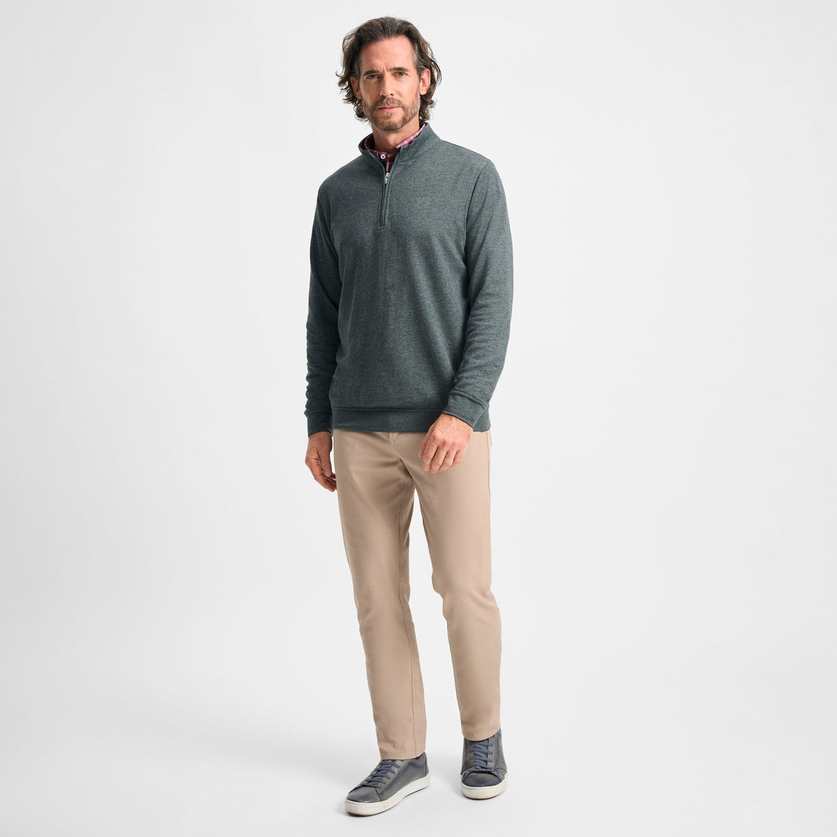 GenTeal | Cotton/Modal Quarter Zip | Charcoal