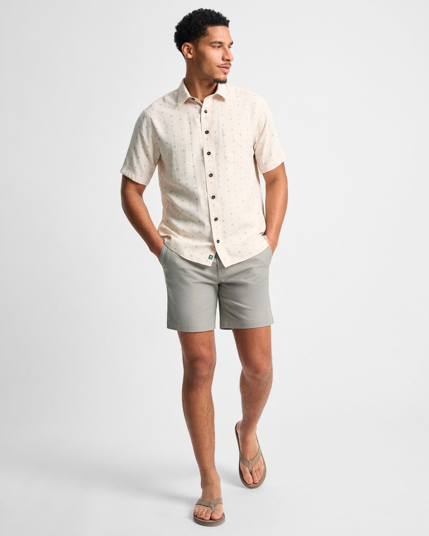 GenTeal Printed Palmas Shirt - Cream