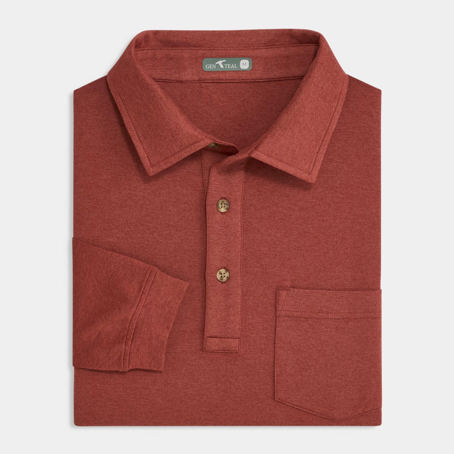 GenTeal | Wander Long Sleeve Polo | Currant
