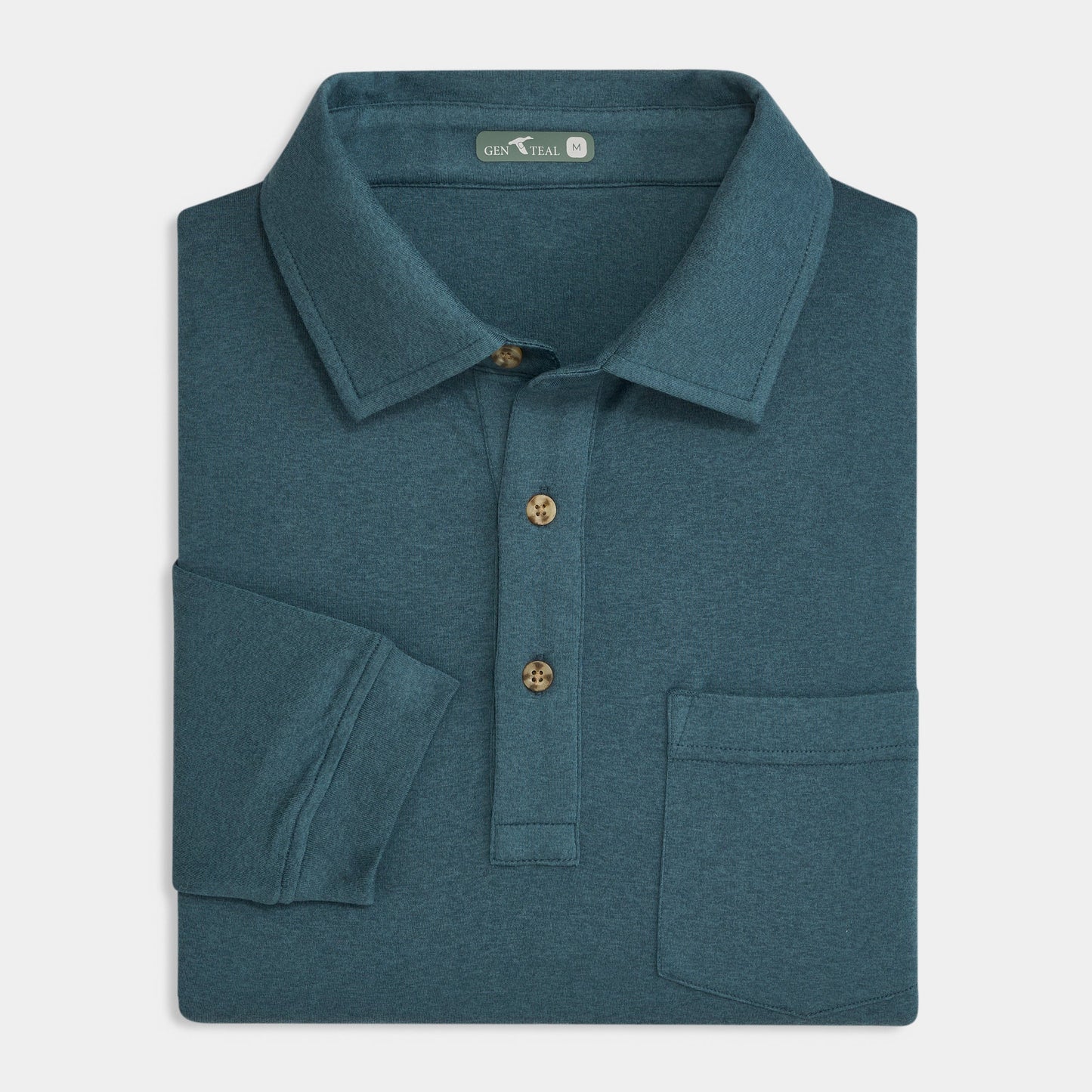 GenTeal | Wander Long Sleeve Polo | Indigo