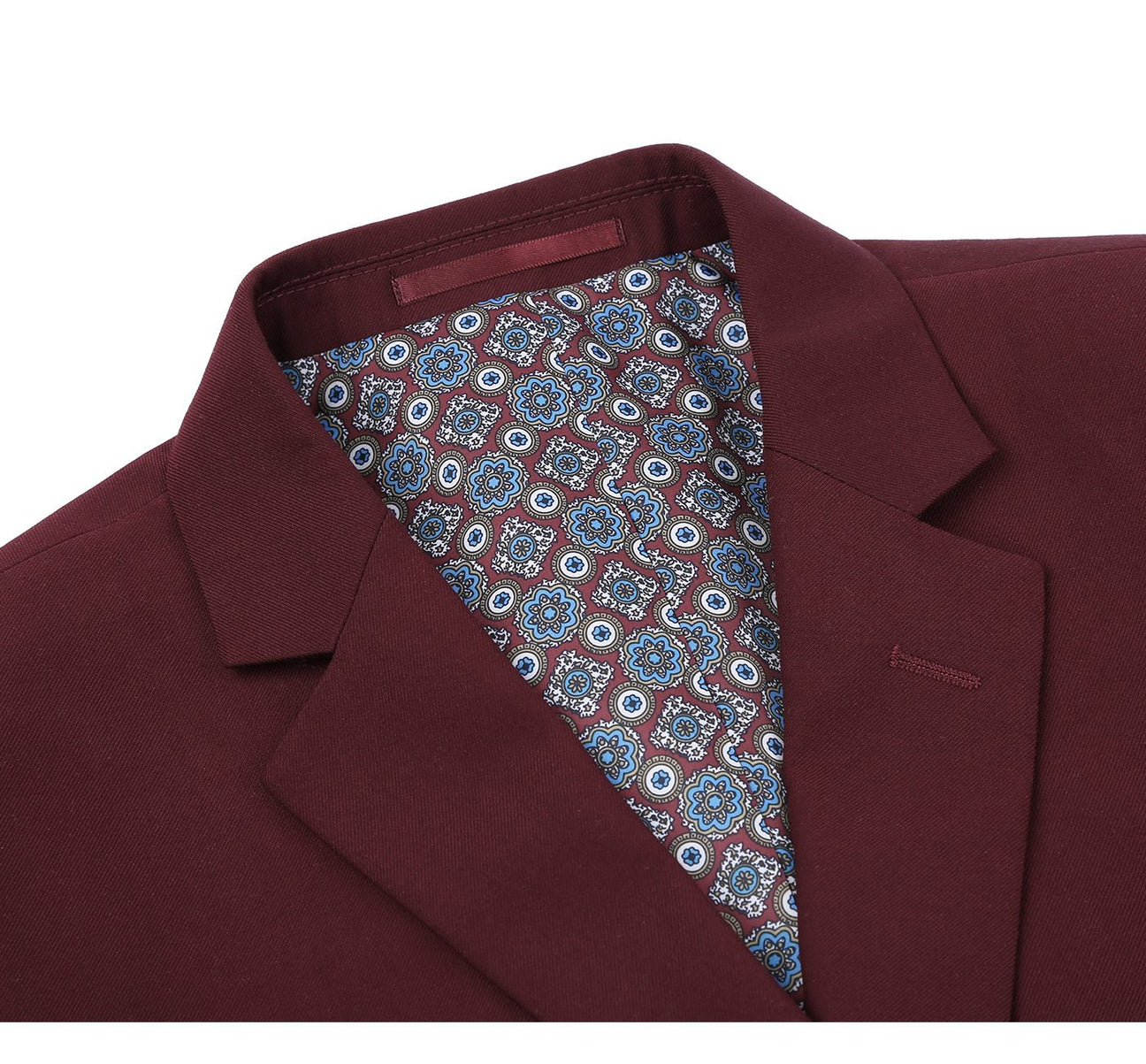 Slim Suit Notch Lapel & Flat Front Pant- Burgundy 201-8