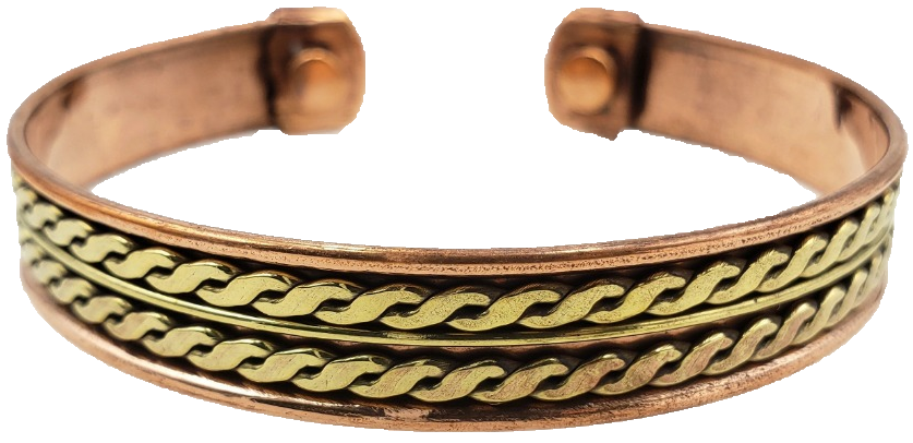 Pure Copper Magnetic Bracelet Arthritis Pain Therapy: Two Tone Twisted | 565A