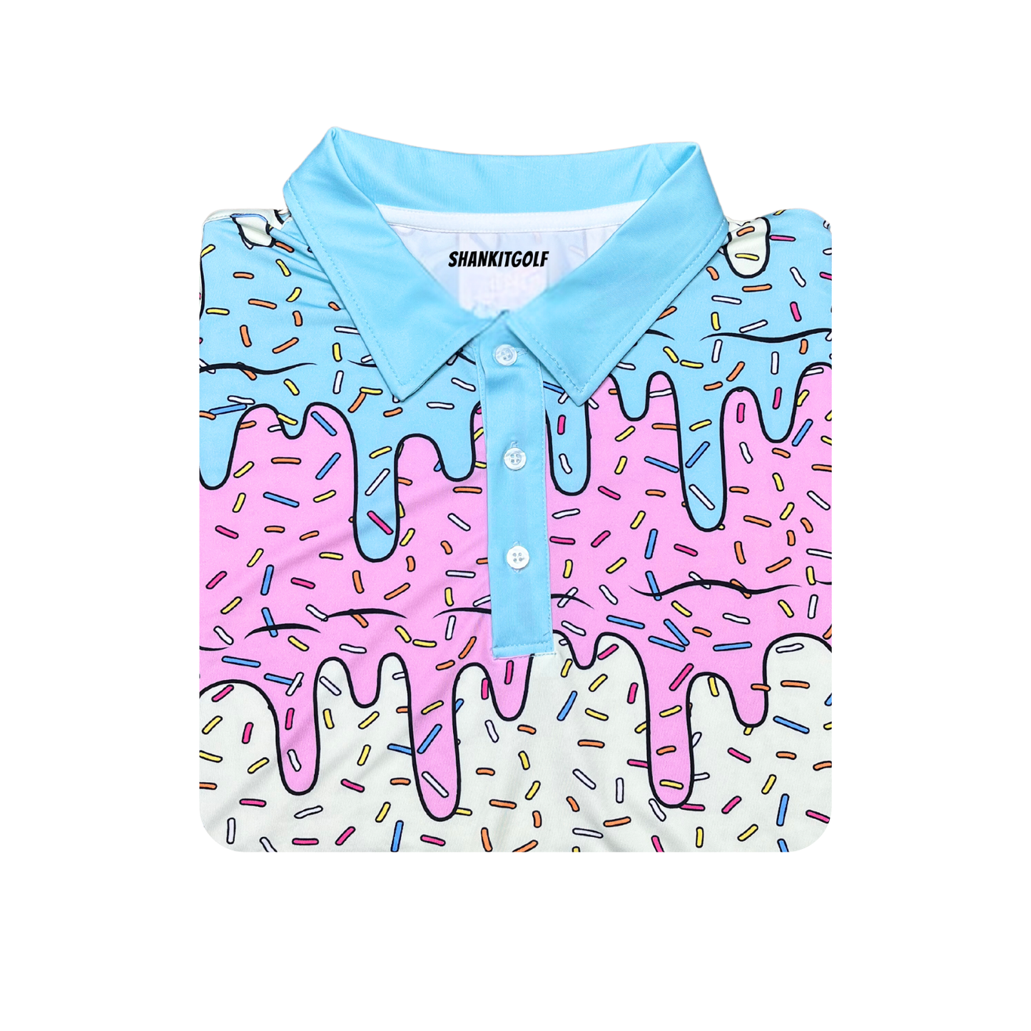 Shankit Golf | Ice Cream Drip Polo | Pink & Blue