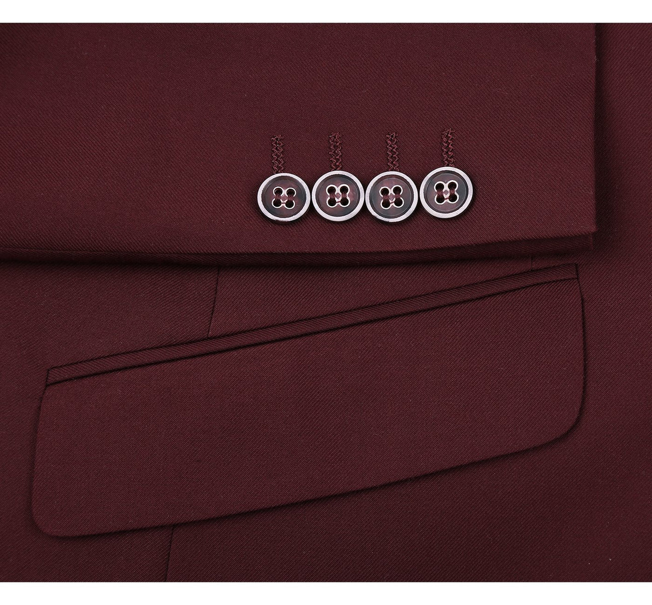 Slim Suit Notch Lapel & Flat Front Pant- Burgundy 201-8