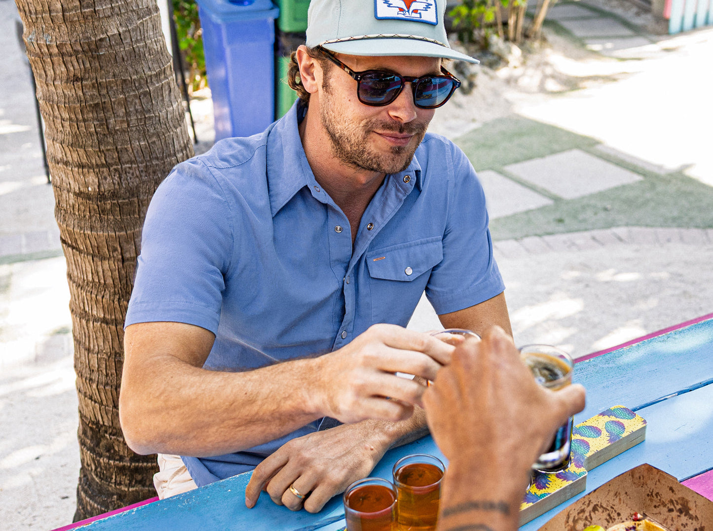Criquet Corduroy Short Sleeve Pearl Snap - Harbor Blue