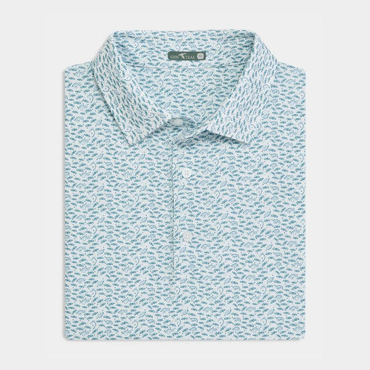 GenTeal Catch & Release Printed Performance Polo - Blue Storm