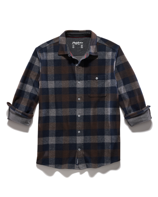 Flag and Anthem Hero Stretch Flannel Shirt - Navy/Brown