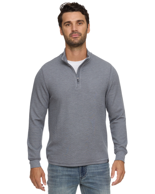 Flag & Anthem | Super Soft Waffle 1/4 Zip | Grey Heather