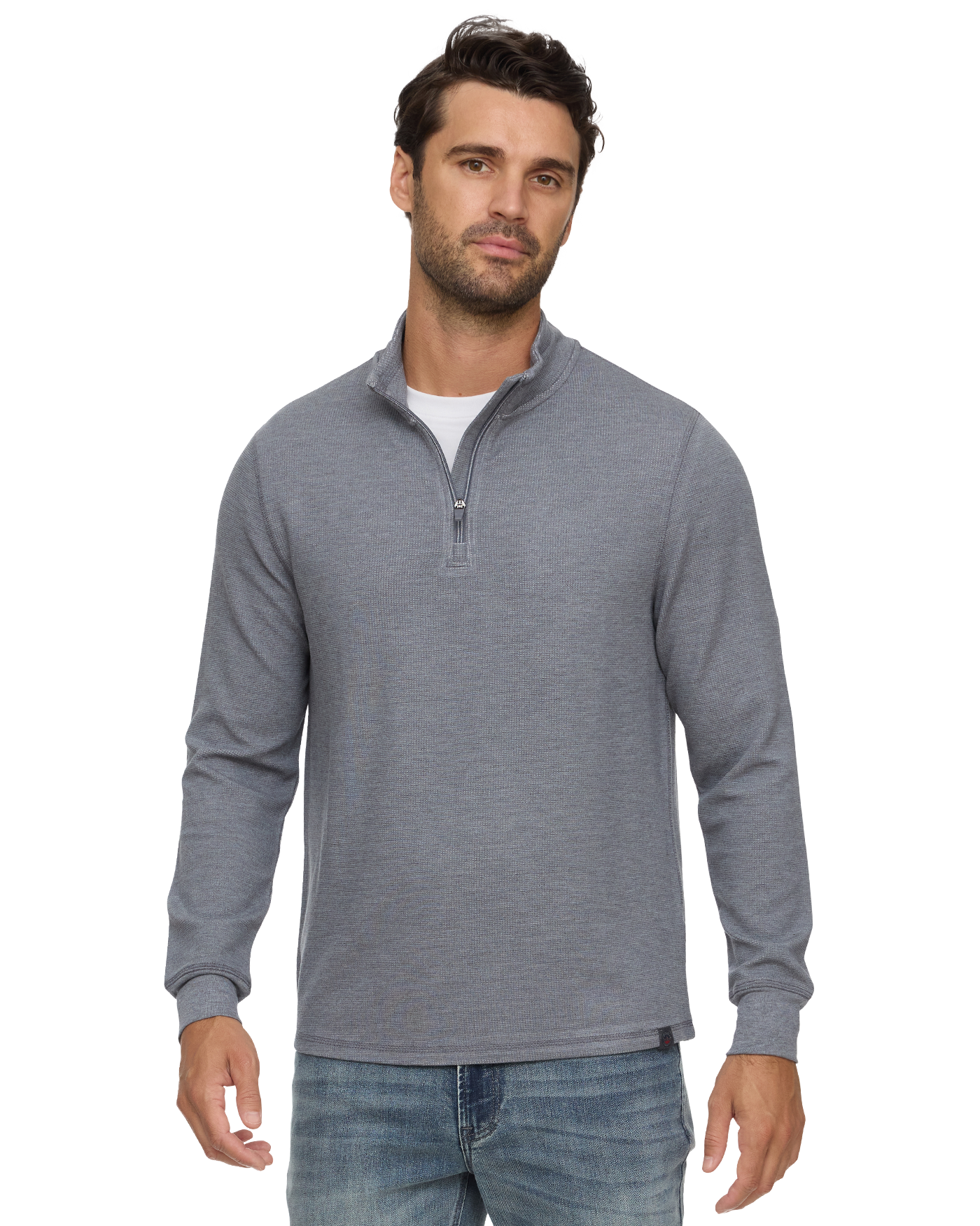Flag & Anthem | Super Soft Waffle 1/4 Zip | Grey Heather