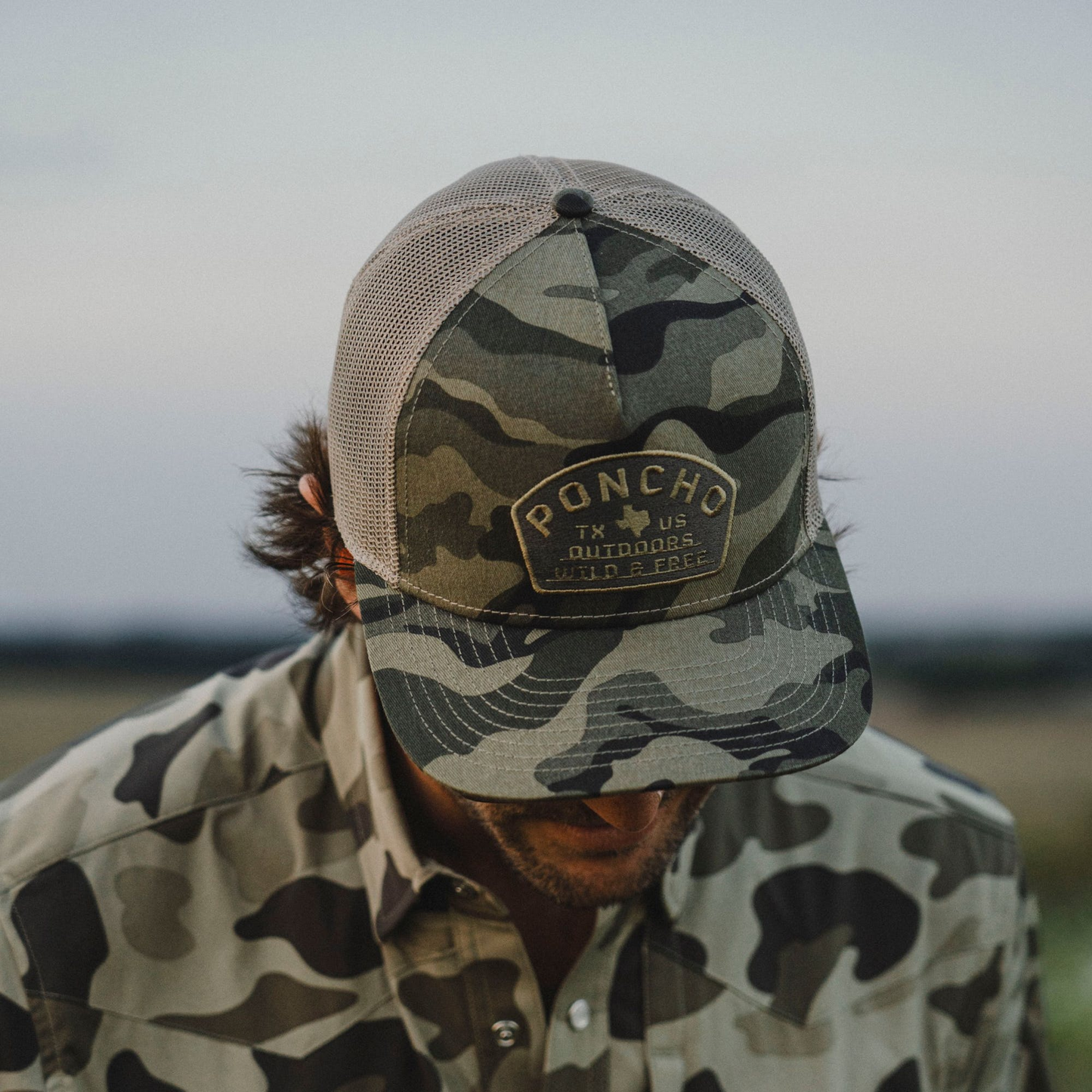 Poncho Outdoors | Wild & Free Trucker Hat | Camo