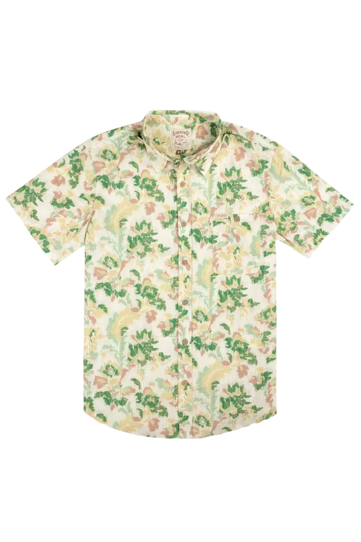 Sendero | City Slicker Button Up Short Sleeve | Alondra - Cream/Green