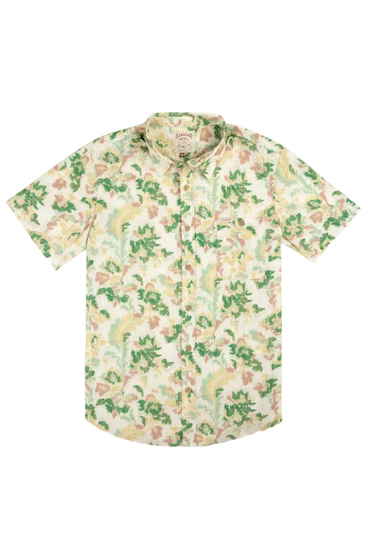 Sendero | City Slicker Button Up Short Sleeve | Alondra - Cream/Green