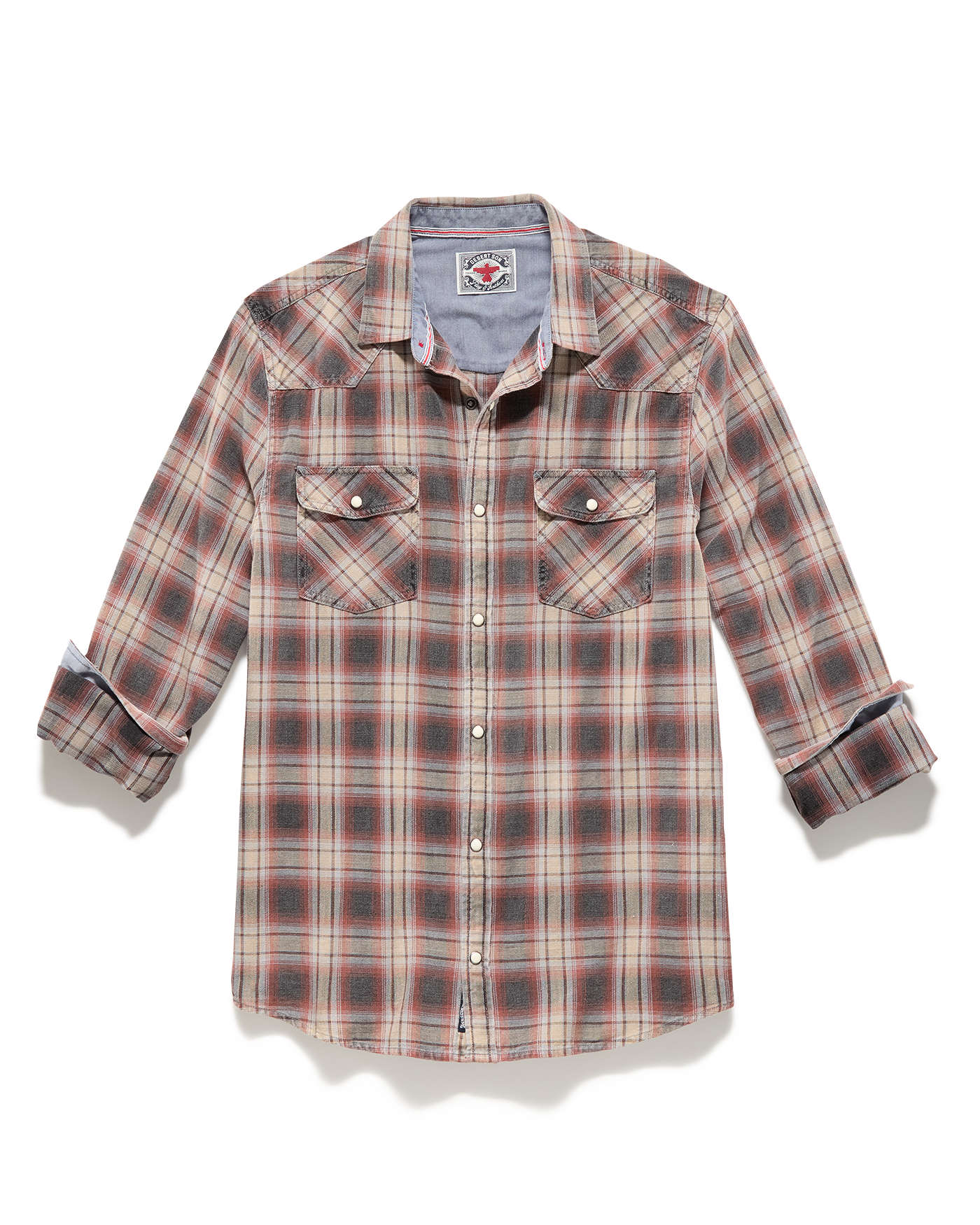 Flag and Anthem Galloway Vintage Washed Shirt - Charcoal /Rust