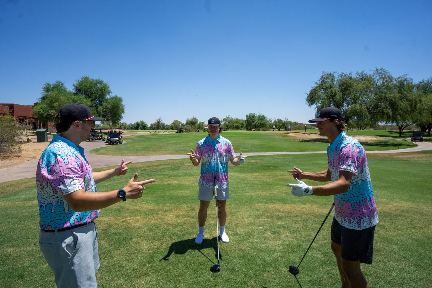 Shankit Golf | Ice Cream Drip Polo | Pink & Blue