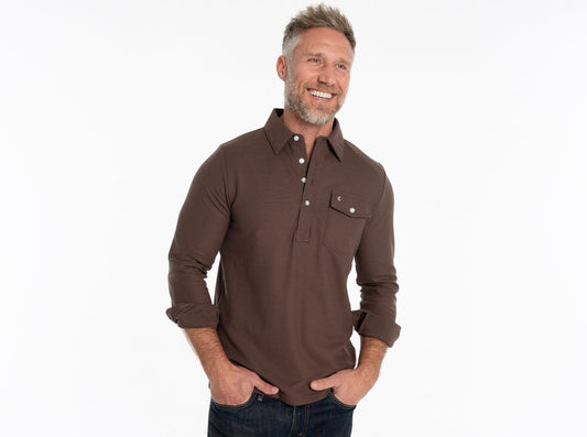 Criquet Long Sleeve Players Shirt - Espresso Martini