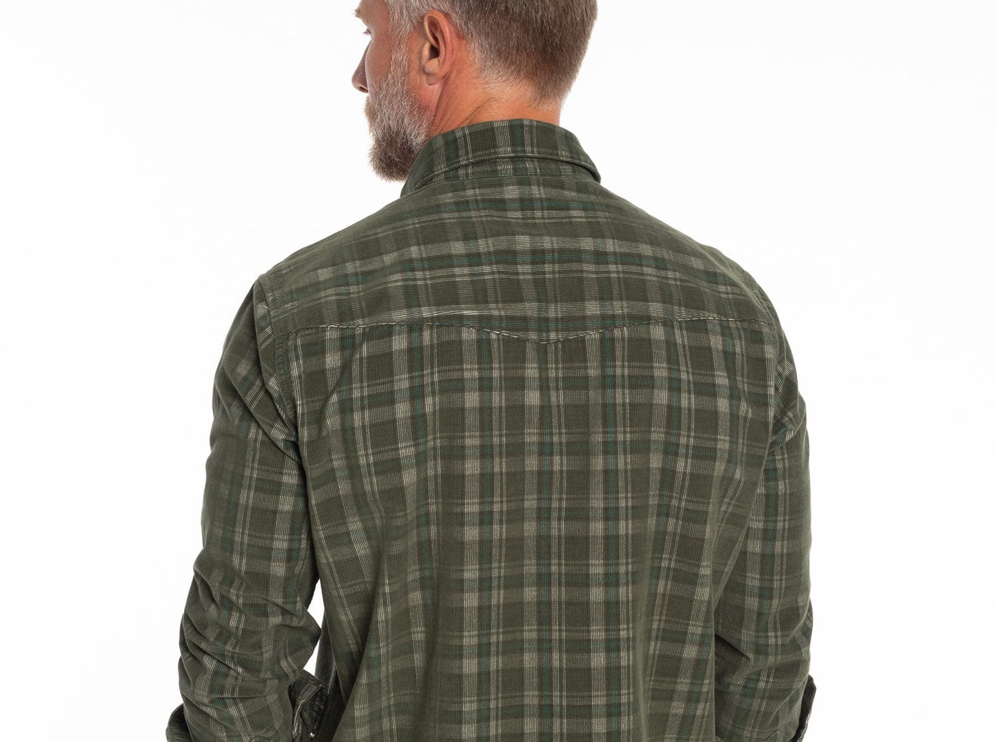 Criquet Corduroy Pearl Snap - Olive Plaid
