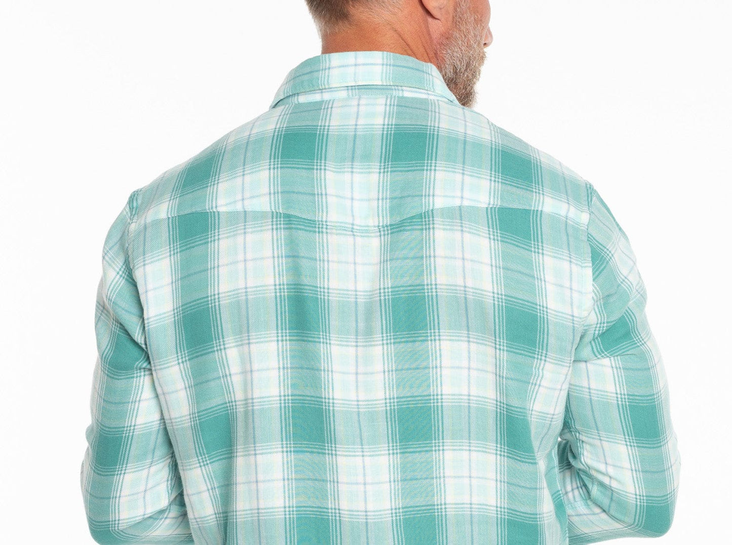 Criquet Double Cloth Flannel Pearl Snap - Jade