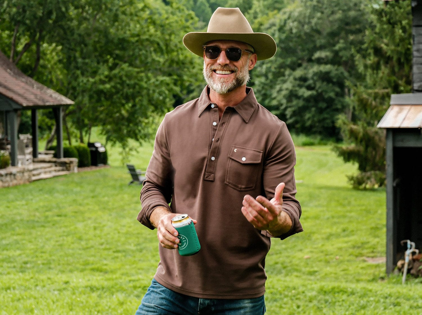 Criquet Long Sleeve Players Shirt - Espresso Martini