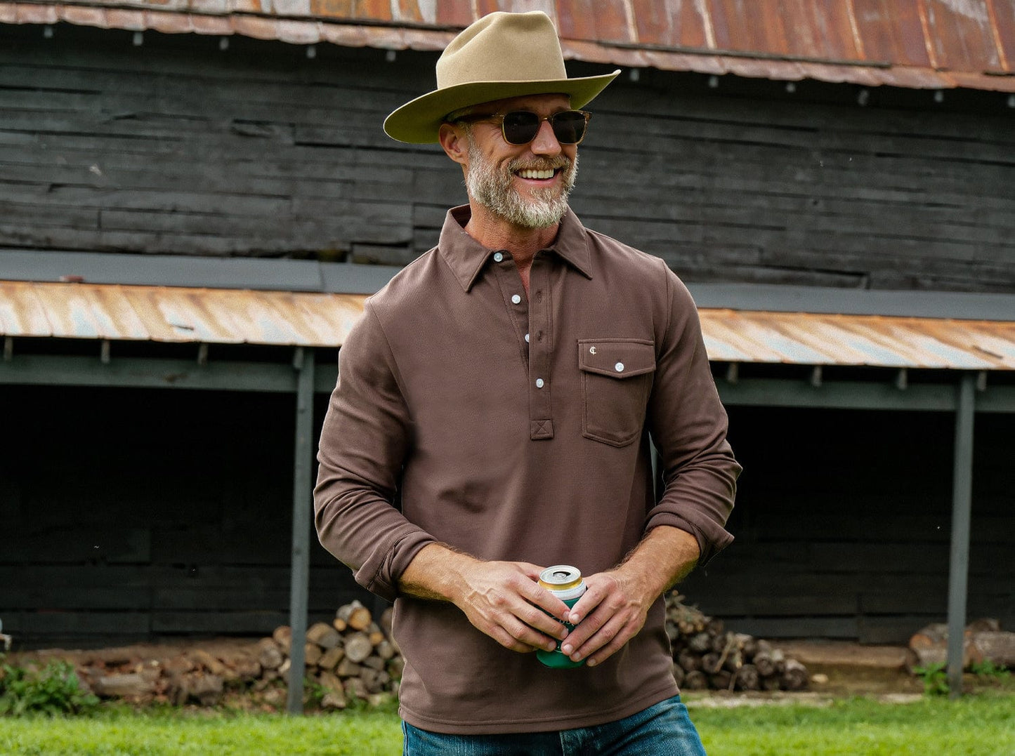 Criquet Long Sleeve Players Shirt - Espresso Martini