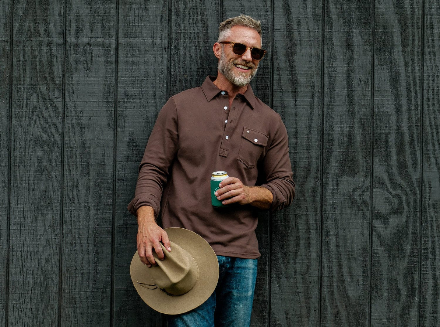 Criquet Long Sleeve Players Shirt - Espresso Martini