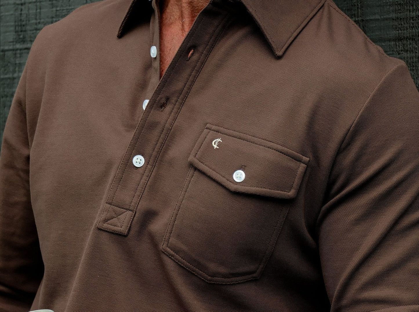Criquet Long Sleeve Players Shirt - Espresso Martini