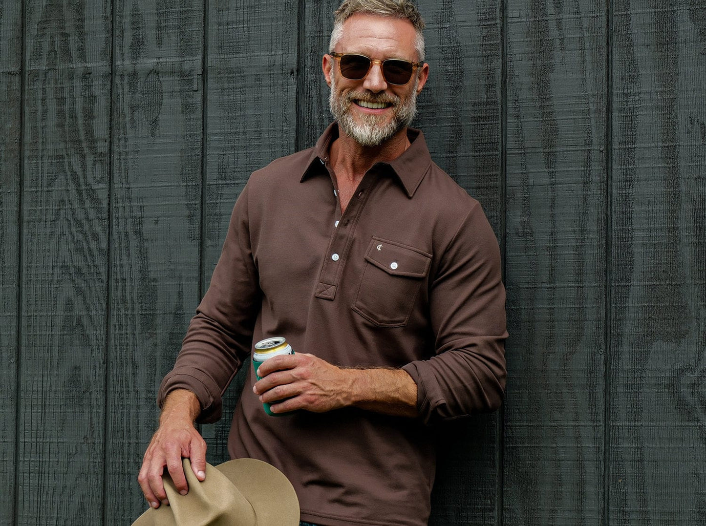 Criquet Long Sleeve Players Shirt - Espresso Martini