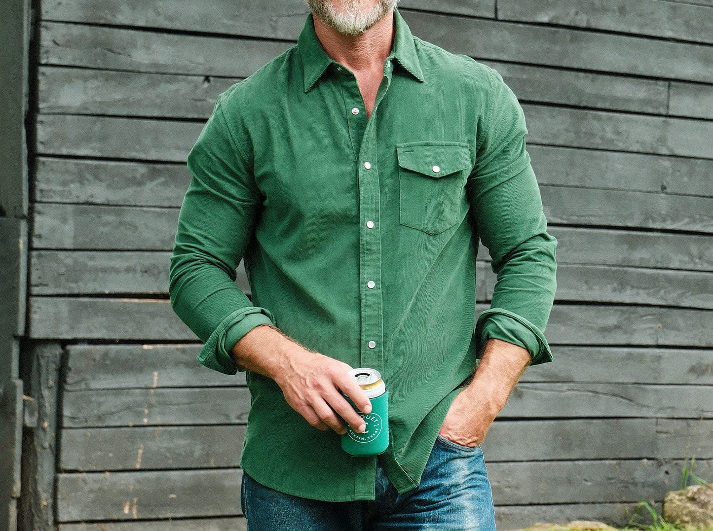 Criquet Corduroy Pearl Snap - Emerald Isle
