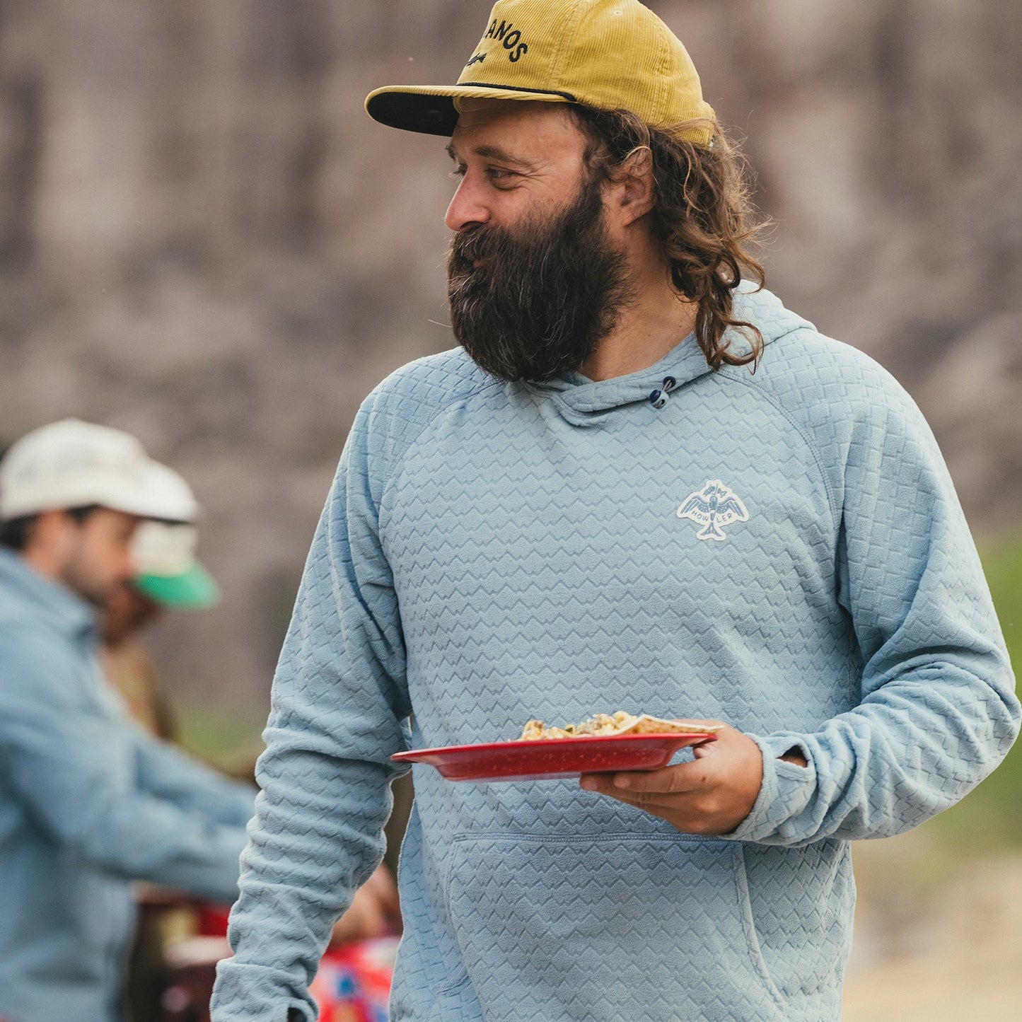 Howler Bros Palo Duro Fleece Hoodie Mountain Grid - Iron Blue