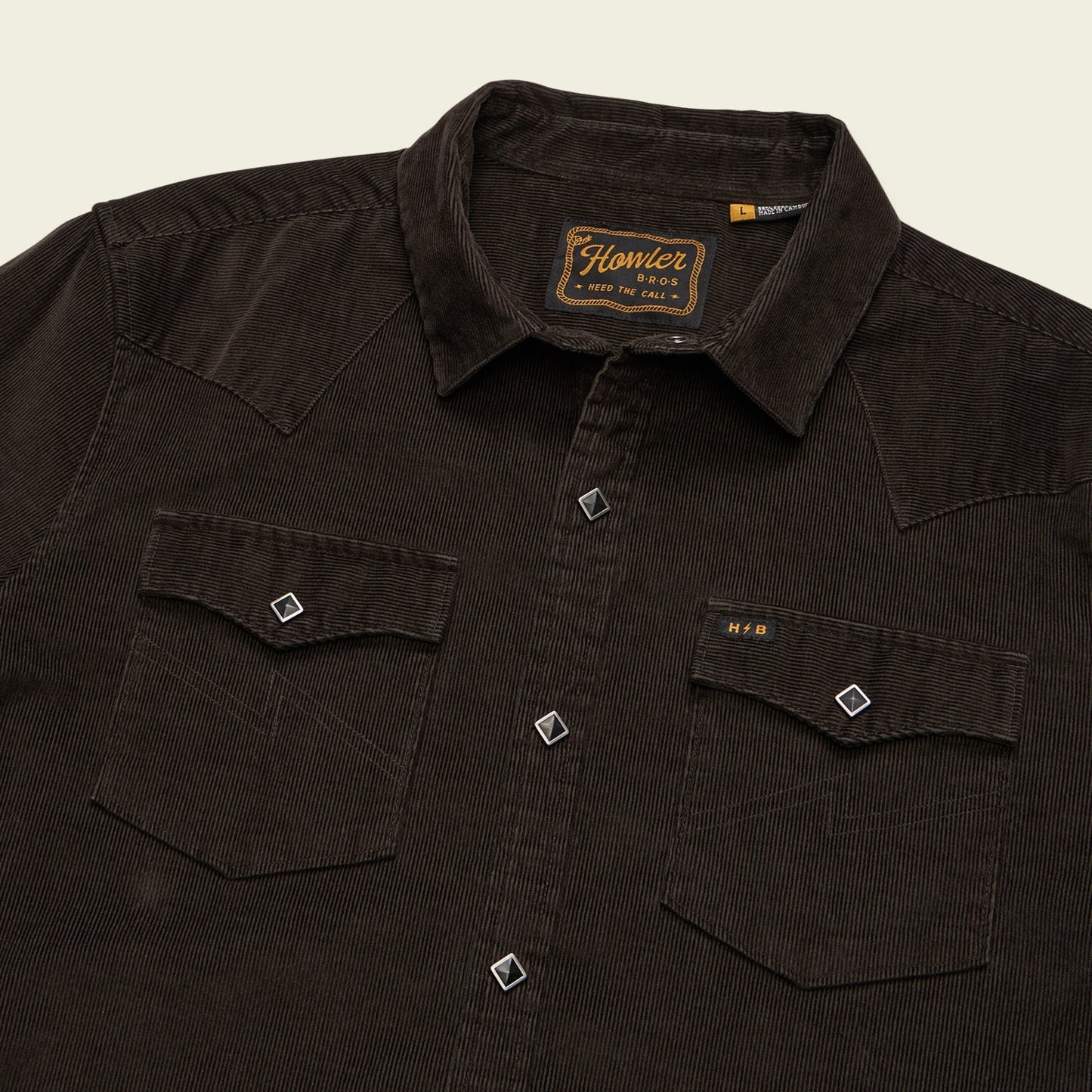 Howler Bros Banning Corduroy Snapshirt - Antique Black