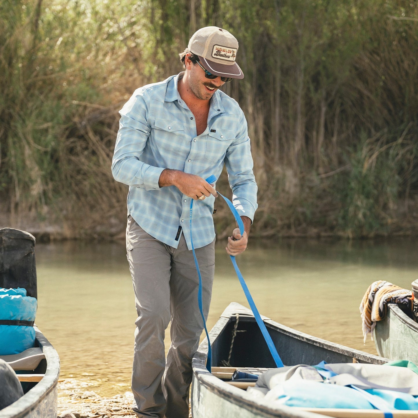 Howler Bros H Bar B B-Tech Long Sleeve - Kent Plaid : Iron Blue