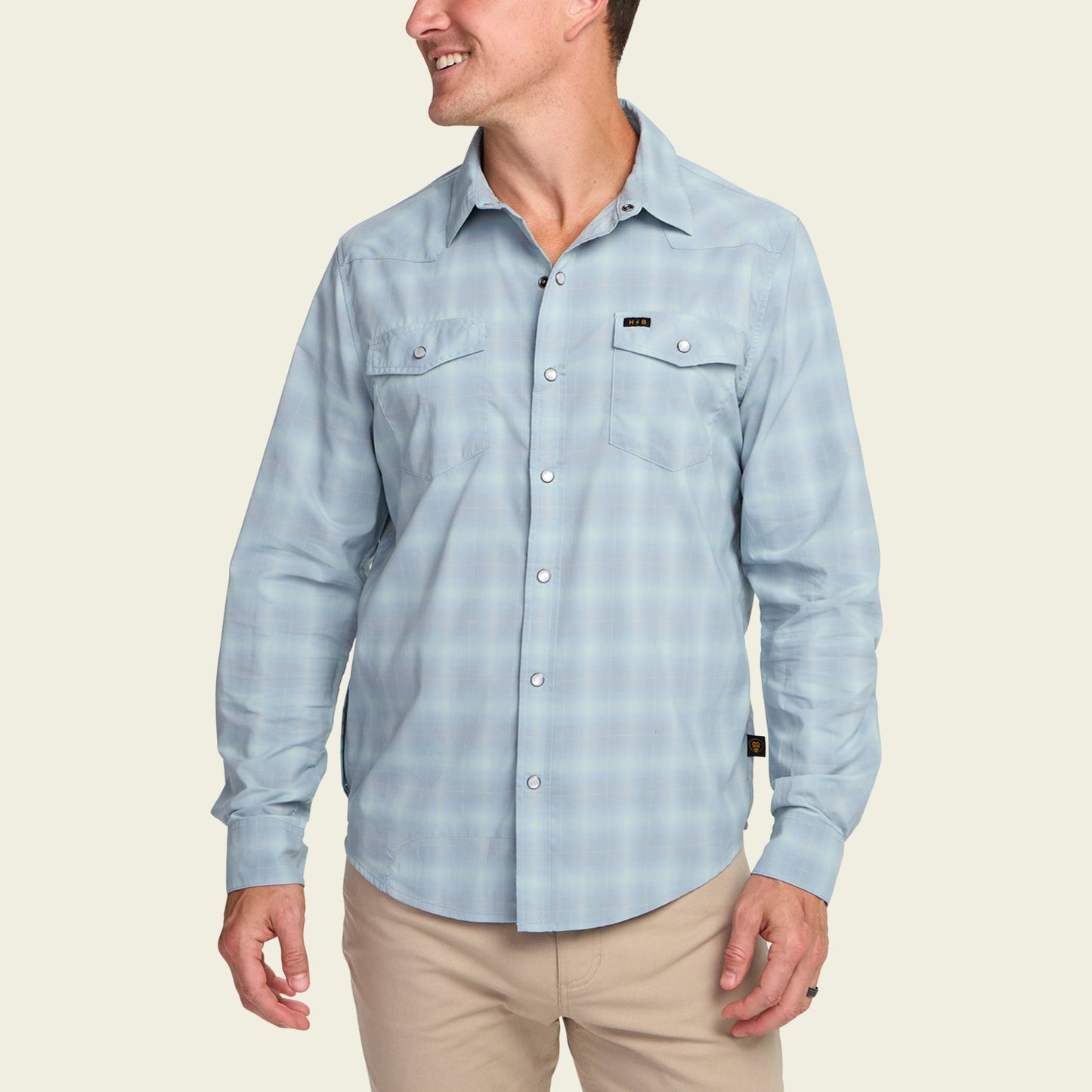 Howler Bros H Bar B B-Tech Long Sleeve - Kent Plaid : Iron Blue