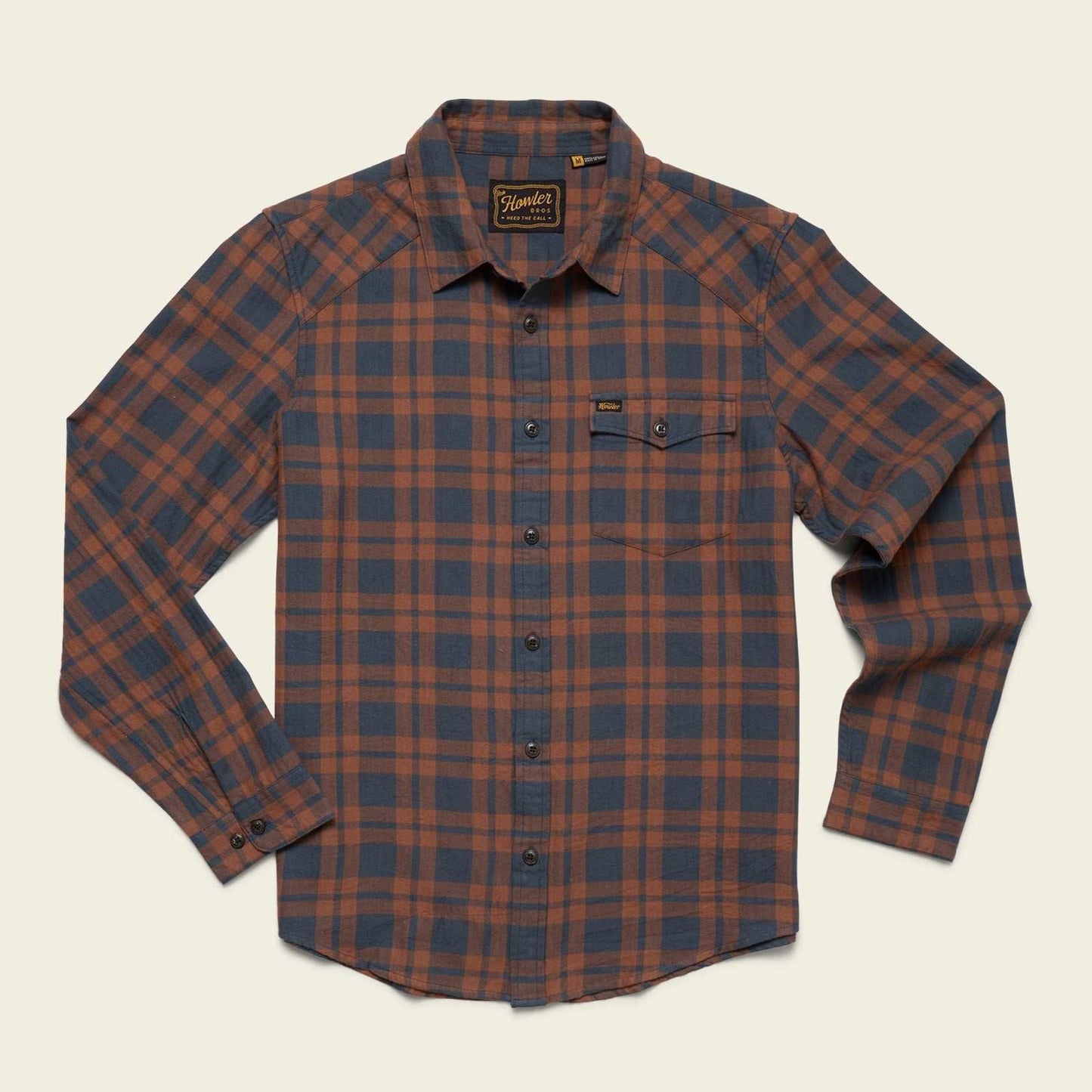 Howler La Grange lightweight flannel shirt in stargazer plaid with cotton fabric and single chest pocket
