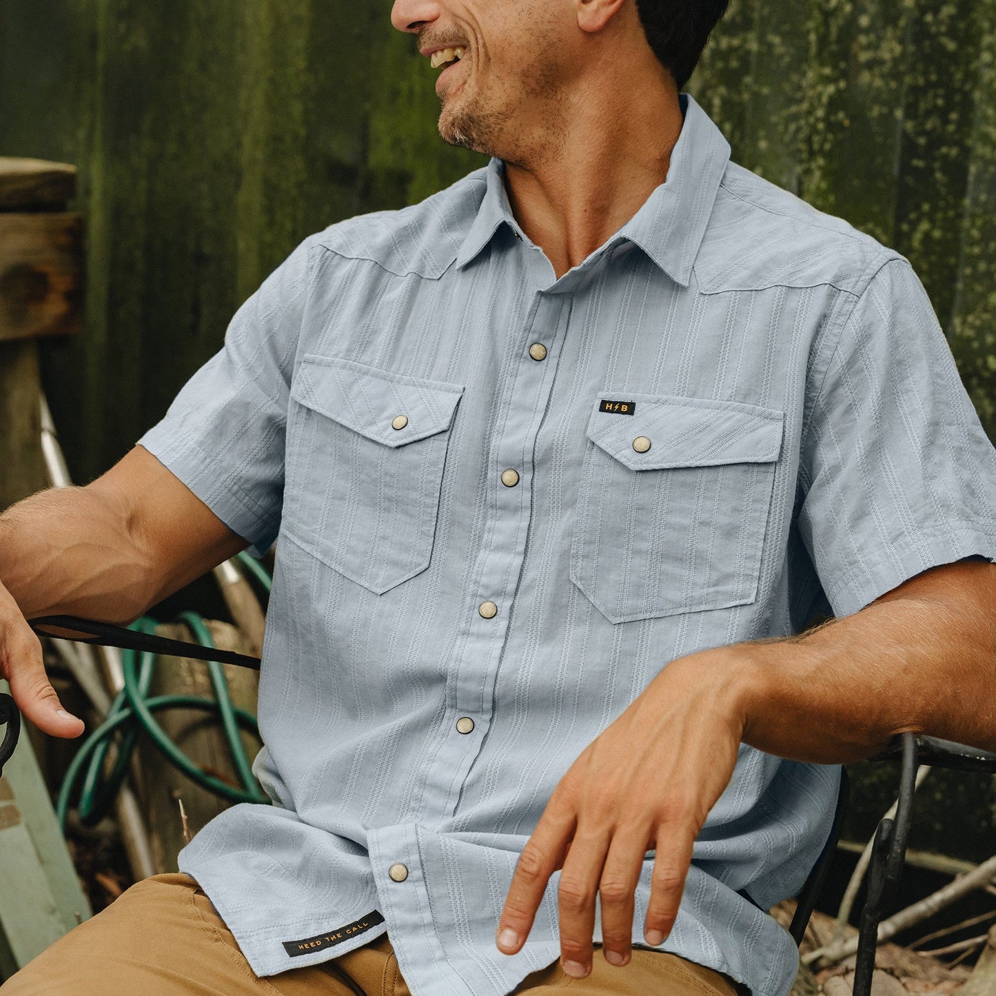 Howler Bros | H Bar Snap Eyelet Stripe Shirt | Sky Blue