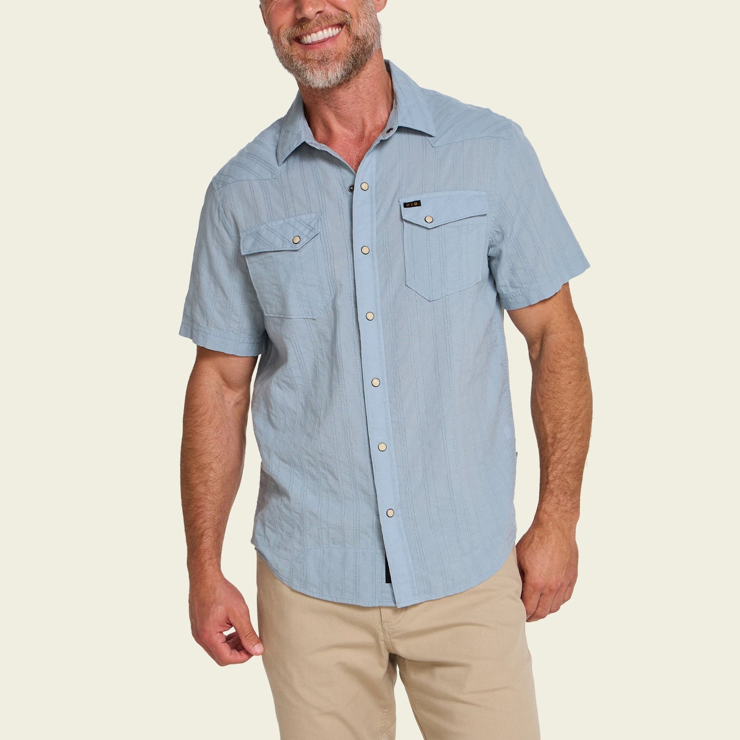 Howler Bros | H Bar Snap Eyelet Stripe Shirt | Sky Blue